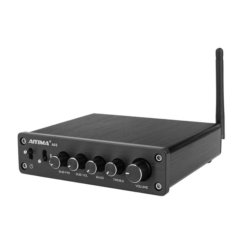 Amplificatore Stereo 2.1 AIYIMA A03 – Bluetooth 5.0, 50Wx2 + 100W Sub, Alimentatore 24V Incluso
