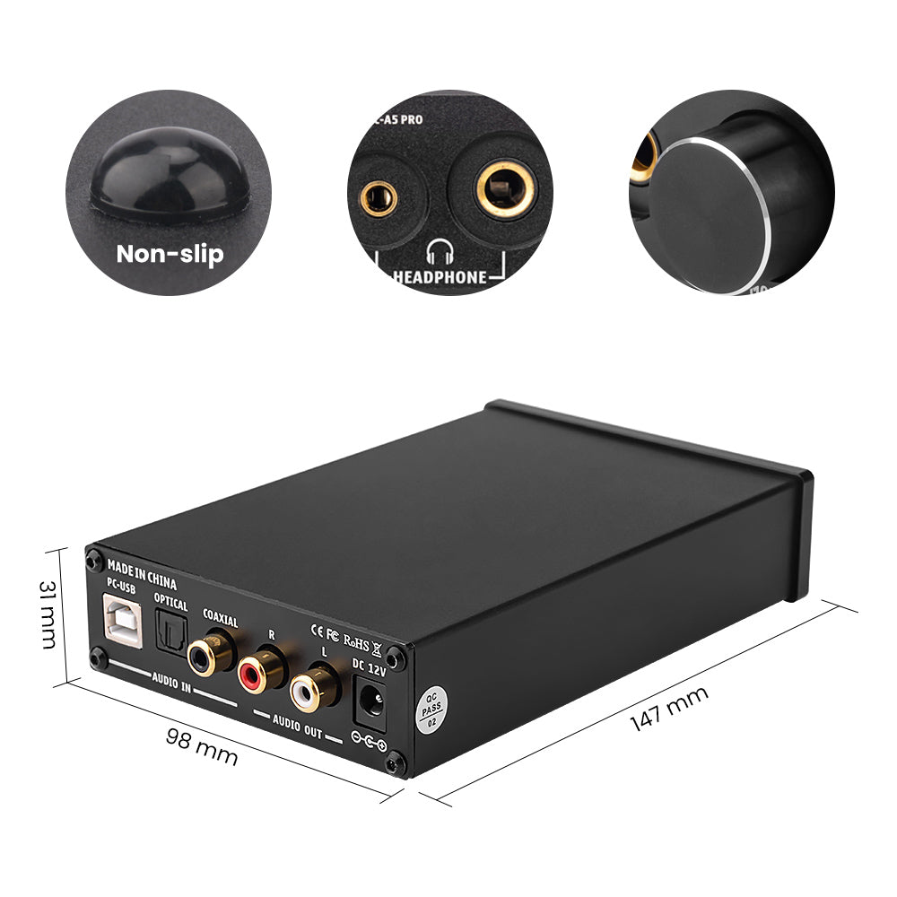 DAC Amplifier - AIYIMA DAC A5 Pro | Headphone Amplifier | Digital Optical Coaxial PC USB Converter - AIYIMA