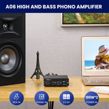 AIYIMA A06 | MM/MC Phono Amplifier TPA3221 100Wx2 Stereo HiFi Power AMP for Turntable Phonograph Preamp Treble Bass Control
